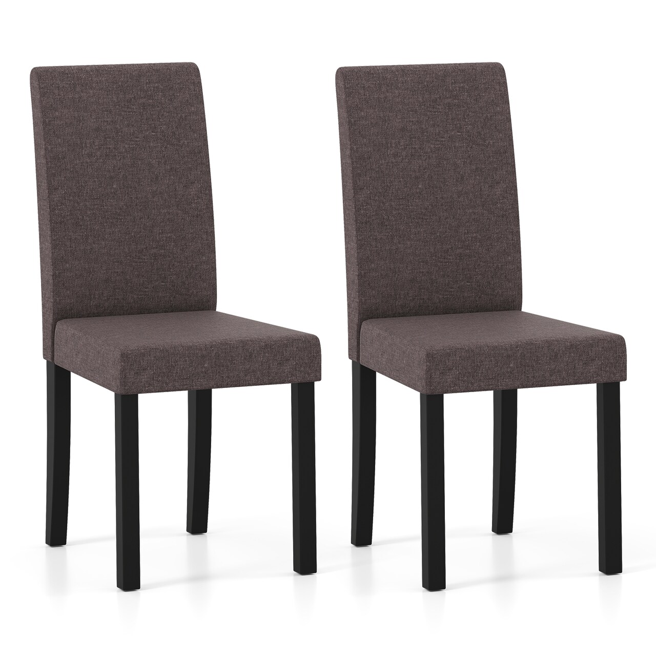 Modern Set of 2 Faux Linen Upholstery Dining Chairs with Rubber Wood Frame and Ergonomic Seat
